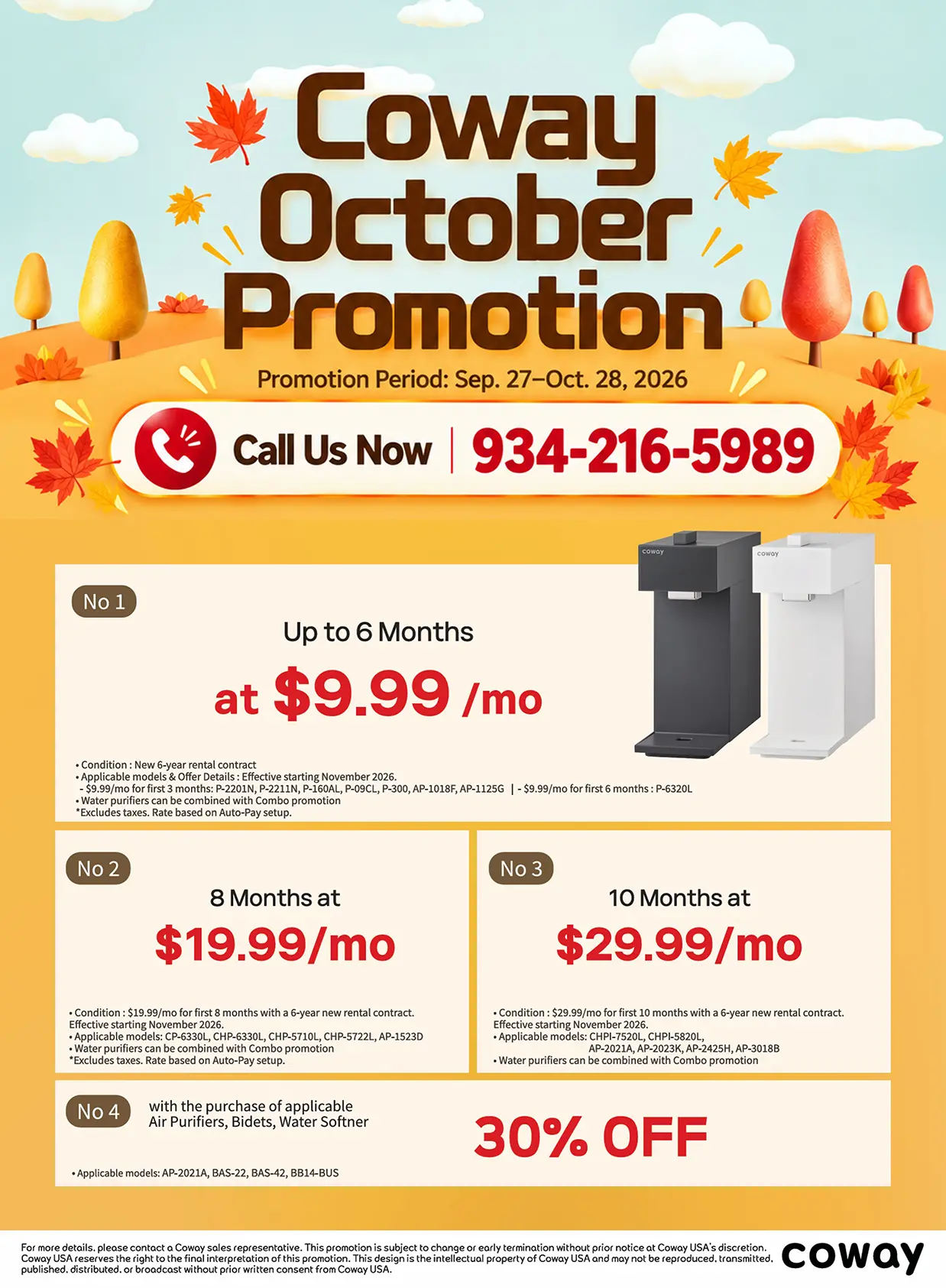 [Special Offer] Coway October Deals: Up to 10 Months Rental from $9.99/mo + 30% OFF Air Purifiers, Bidets & Water Softeners