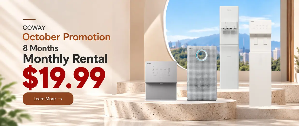 [Special $19.99/mo Deals] Coway USA October Promotion (9/27–10/28) - 8 Months Discount on Water Purifiers & Air Purifiers